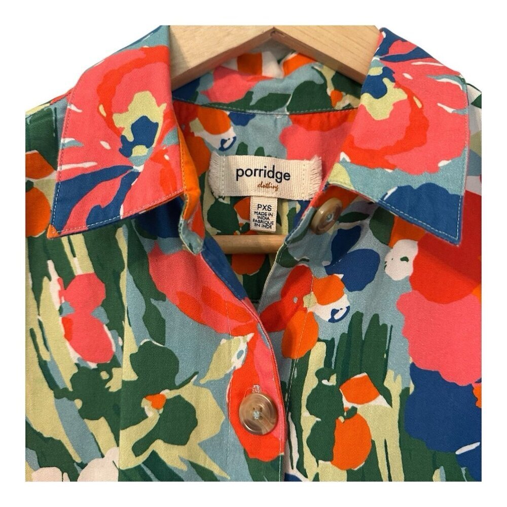 Anthropologie Porridge Women's Petite XS Utility Cotton Printed Casual Dress - Picture 3 of 5